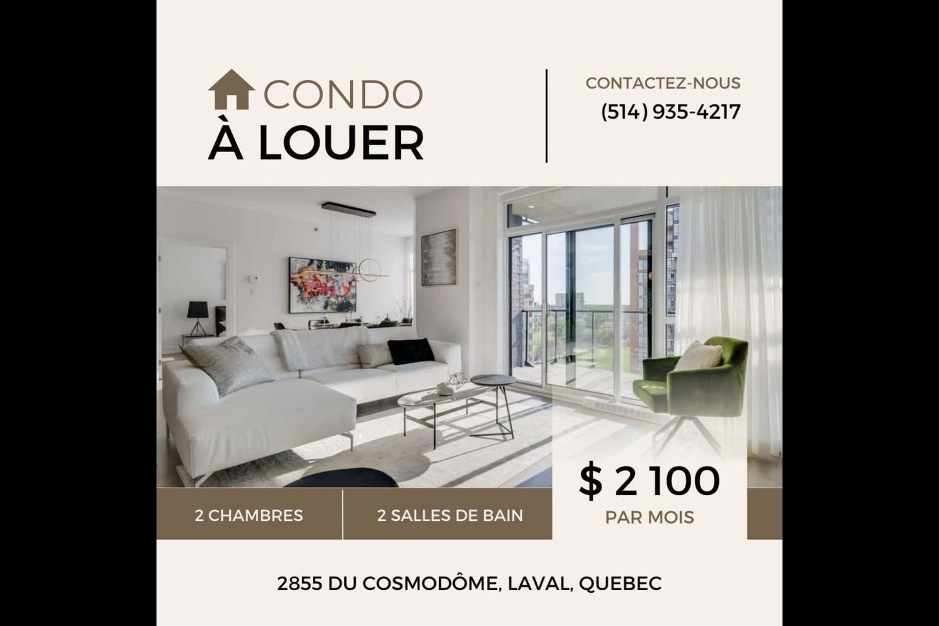 image 0 - Apartment For rent Laval - 4 rooms